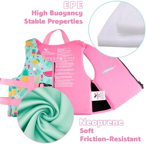 Pottwal Swim Vest for Kids - Swim Jacket for 1-2 Years (24-33LBS) - Buoyancy Aid Made of Neoprene & EPE - with Adjustable Crotch Strap