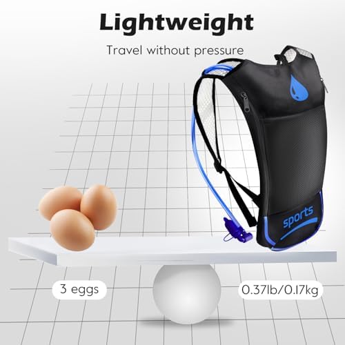 2 Pack Hydration Backpack Pack with 2L Hydration Bladder, TNYSPORT Lightweight Breathable Water Backpack with 3 Layer Pockets, Reinforced Shoulder Straps
