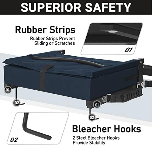 Sheenive Stadium Seats for Bleachers with Back Support, Bleacher Seats with Backs and Cushion Wide, Padded Portable Folding Comfort Stadium Chair with Shoulder Strap, Perfect for Sports Events