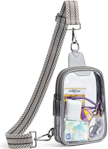 DOUBLE ZIP Clear bags Stadium Approved Crossbody Sling Bag Fanny Pack Purses for Women Men Belt bag for Stadium Events
