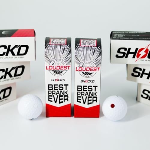 SHOCK'D GOLF BALLS - The World's Loudest Golf Ball - Viral Prank Ball (Sleeve of 3, Novelty)