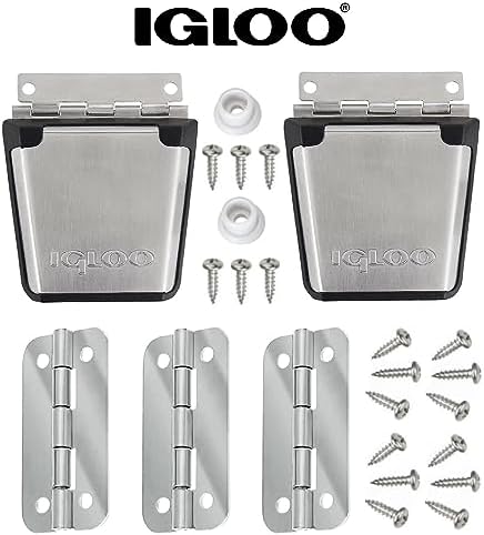 Igloo Cooler Heavy-Duty Stainless Steel Parts Kit - 2 Latches, 3 Hinges, Latch Posts & Screws - Marine-Grade, Corrosion-Resistant Parts