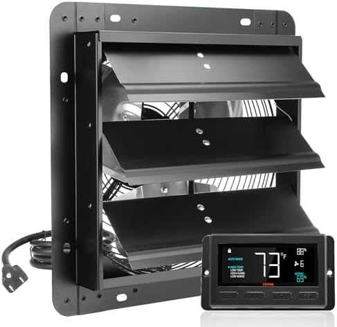 VEVOR 12-Inch Exhaust Fan with Temperature Humidity Controller, 940 CFM, 10-Speed Adjustable, ETL Listed, Black