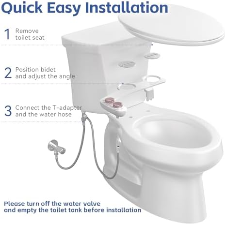 Bidet Attachment for Toilet, Self-Cleaning Dual Retractable Nozzles Bidet, Non-Electric Adjustable Water Pressure for Hygienic Rear & Feminine Wash, Easy Installation Ultra-Slim (Rose Gold)