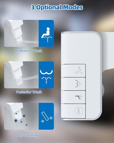 Hibbent Bidet Attachment for Toilet, Non-Electric Dual Nozzle for Frontal & Rear Wash, Adjustable Water Pressure Control, Fresh Water Bidet Toilet Seat, Self Cleaning Water Sprayer, White