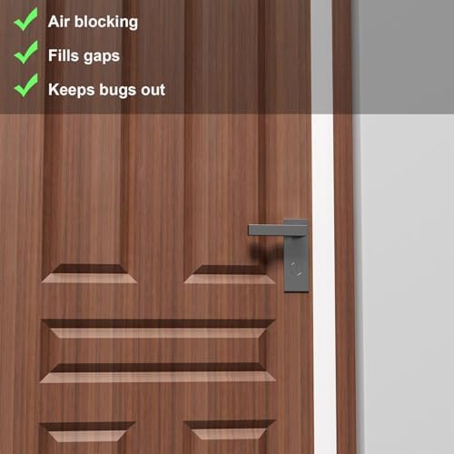 T-Shaped Door Draft Stopper, 1.97 in x 20 Ft Silicone Seal Strip for Windows Gaps, Weather Stripping Seal Strip Shower Sweep, White