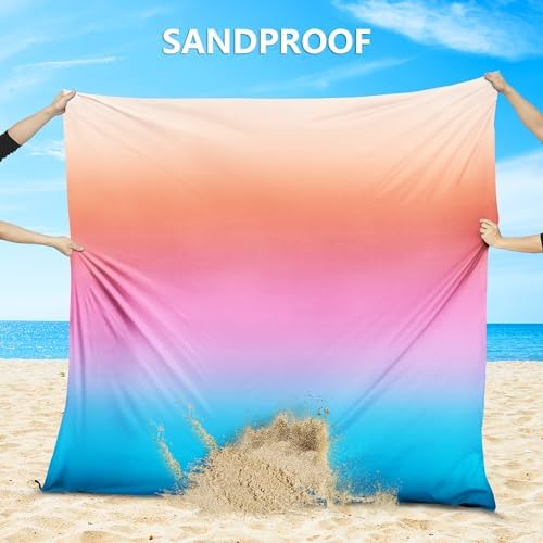 AISPARKY Beach Blanket Waterproof Sandproof Extra Large Beach Mat 79" X 83"/120"x108" for 2-8 Adults Quick Drying Durable Outdoor Picnic Mat for Travel, Camping, Hiking