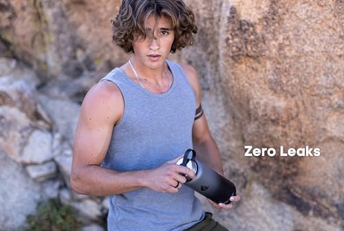 HYDRO CELL Stainless Steel Insulated Water Bottle with Straw - For Cold & Hot Drinks - Metal Vacuum Flask with Screw Cap and Modern Leakproof Sport Thermos for Adults (Graphite/Black 40oz)