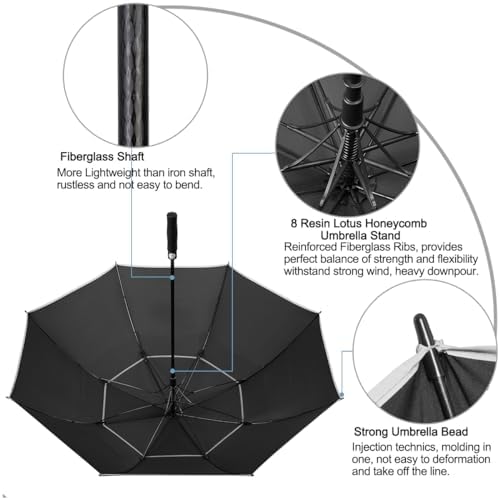 G4Free 47/54/62/68 Inch Automatic Open Golf Umbrella Oversize Extra Large Double Canopy Vented Windproof Waterproof Stick Umbrellas