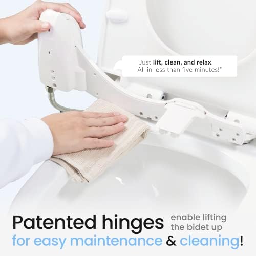 LUXE Bidet NEO 320 Plus - Patented Bidet Attachment for Toilet Seat, Innovative Hinges to Clean, Slide-in Install, Advanced 360° Self-Clean, Warm, Dual Nozzles, Feminine & Rear Wash (Chrome)