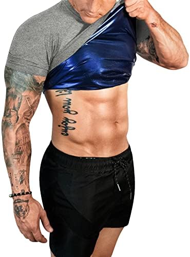 Sauna Shirt for Men Sweat Suit Compression T-Shirt Weight Loss Body Shaper Shirts for Workout Sports