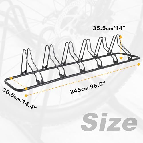 CyclingDeal Bike Rack Floor Parking Bike Stand for up to 6 Bicycles | Indoor, Home & Garage Storage Rack | Stable & Secure Bicycle Stand w/Tire Grooves Up to 29", Holding Plates & Custom Spacing