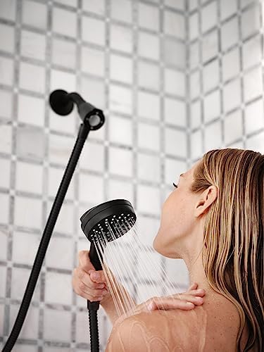 Moen Engage Magnetix Matte Black 3.5-Inch Six-Function Detachable Handheld Showerhead with Magnetic Docking System, 26100BL