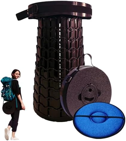 19.7” Heavy Duty Collapsible Stool with Cushion - Portable, Foldable Camping Stool for Adults, Max Capacity 1000lbs