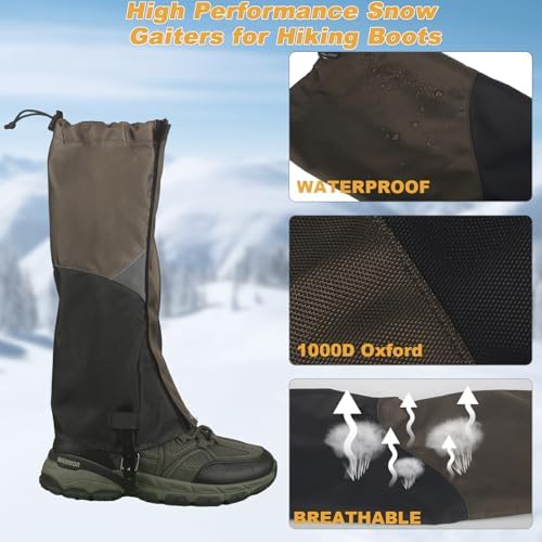 Adjustable Snake Gaiters for Men & Women, Thicken Snake Proof Boot Gators, Snake Bite Protection Guards Chaps, Waterproof Leg Gators for Hiking, Hunting, Snow, Snowshoeing, Rattlesnake