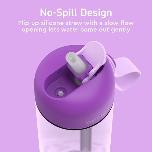 Bentgo Kids Water Bottle - Leak-Proof, Durable Tritan, BPA-Free 15 oz. Cup for Kids/Toddlers Ages 3+, Safe Sip Spout, Carrying Handle, & Dishwasher Safe for School, Sports, Daycare & Camp (Purple)