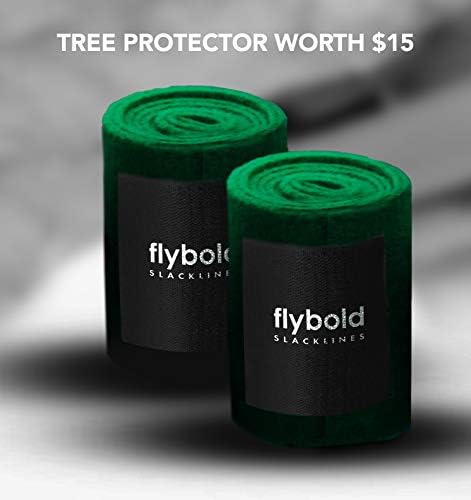 flybold Slackline Kit for Kids and Adults - 57 ft Balance Rope with Training Line, Tree Protectors, Arm Trainer, Ratchet Cover, and Carry Bag - Ideal for Tightrope Walking and Slackline Zipline
