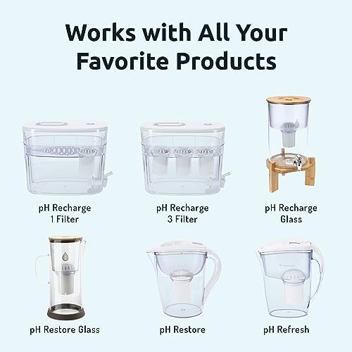 Invigorated Water PH001 Ultra Alkaline Water Filter – Replacement Water Filters for Pitchers – pH Water Filter Cartridge – For Alkaline Water Filter Pitcher, 96 Gallon Capacity (1-Pack White)