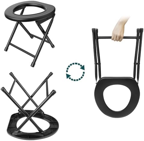 BLIKA Portable Toilet for Camping & Travel - 300LBS Weight Capacity, Folding Toilet with Removable Plastic Ring and Bags