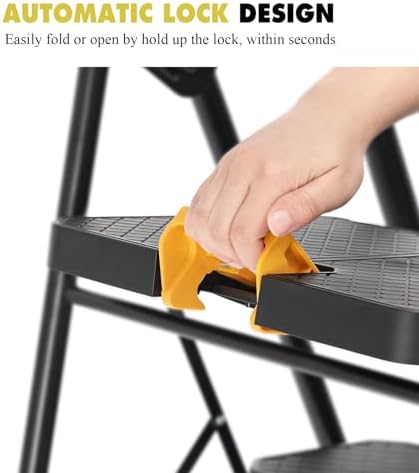 KINGRACK 4 Step Ladder with Tool Platform, Folding Step Stool with Wide Pedal, Safety Locking, Sturdy Steel Ladder Portable Safety Ladder for Painting Home Outdoor Garage