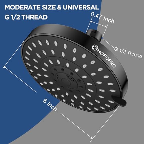 HOPOPRO 5-Mode High Pressure Shower Head - The Washington Post, NBC News, Today TV Show Recommended - High Flow Fixed Showerheads (6 Inch Matte Black)
