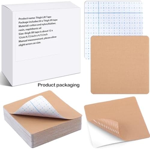 50 Pcs Thigh Lift Tape Waterproof Tummy Lifting Body Tape Elastic Anti Chafing Friction Adhesive Patches for Women Inner Thigh Sagging Loose Skin Flat Stomach Back Fat Belly