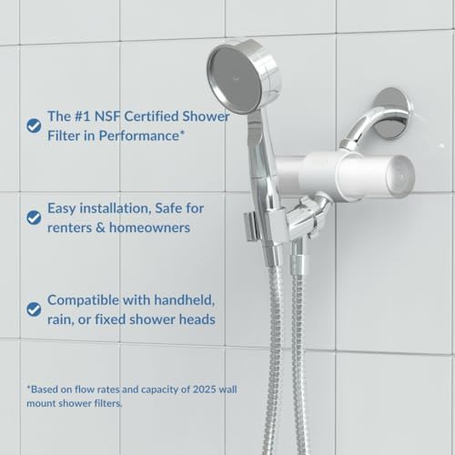 Weddell Duo Shower Filter - NSF Certified Shower Filter, High Pressure Activated Carbon Filter, Removes Chlorine, PFAS & Particulates, Clinically Tested For Healthier Skin & Hair (White)