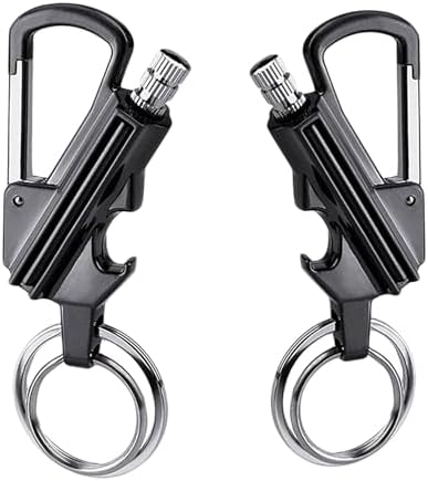YUSUD 2 Pack Keychain Bottle Opener for Men, Permanent Match with Dual Side Flint Fire Starter, Waterproof Reusable Matchstick, Forever Match for Outdoor Survival, Everlasting Strike Anywhere Matches