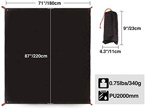 REDCAMP Ultralight Tent Footprint, PU 2000 Waterproof Camping Tent Tarp with Drawstring Carrying Bag, Waterproof Camping Tarp for Outdoor Hiking Camping