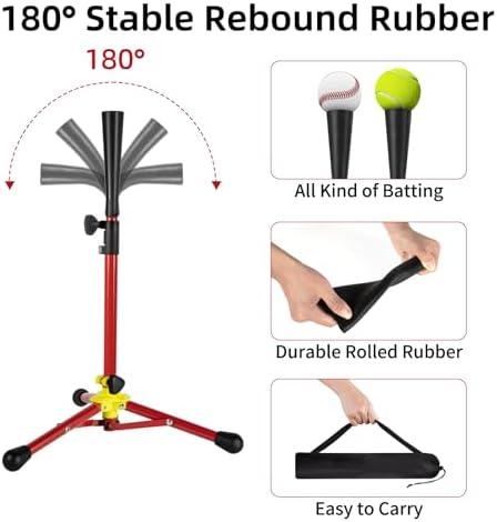 Kids Baseball Tee, 20.87 to 31.29 Inches Batting Tees for Baseball with Carry Bag, Portable Stable Baseball Tees for Hitting, Tripod Tanner Tee for Baseball Practice Stand Aged 3-8 Years