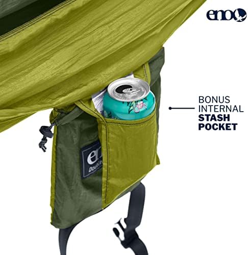 ENO DoubleNest Hammock - Lightweight, Portable, 1 to 2 Person Hammock - for Camping, Hiking, Backpacking, Travel, a Festival, or The Beach - Olive/Melon