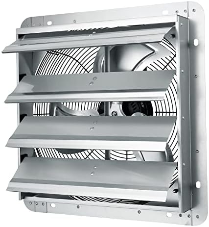 VEVOR Shutter Exhaust Fan, 16'' with High Speed, AC-motor, 2000 CFM, Wall Mount Attic Fan, Ventilation and Cooling for Greenhouses, Garages, Sheds, FCC