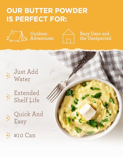 READYWISE - Simple Kitchen, Butter Powder, 204 Servings, Long Term Food Supply, Canned Butter, Baking Supplies, Survival Food, Camping Meals, 10 Can Powdered Butter, Dry Butter for Pantry