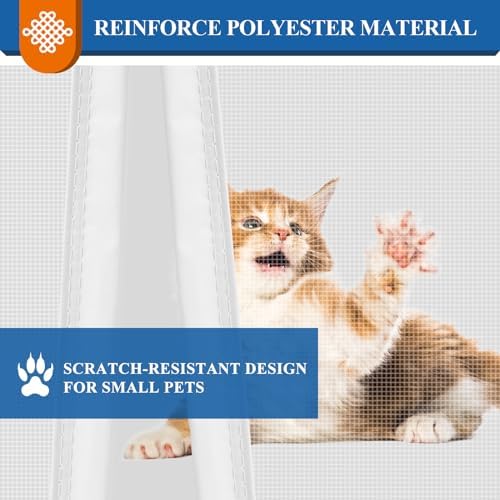 MAGZO Magnetic Screen Door Mesh, 36'' x 80'', High-Density Fiber Net Netting Curtain Tear-Resistant, Pet Friendly, Walk Through Freely Magnets, Fits for Sliding Glass/Patio/Front/Back Doors, White