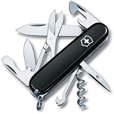Victorinox Climber Swiss Army Knife, 14 Function Swiss Made Pocket Knife with 2 Blades, Corkscrew and Screwdriver - Black