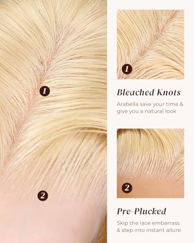 Arabella 613 Lace Front Wig Human Hair 300g-315g 13x4 Blonde Lace Front Wigs Human Hair 210% Density Body Wave 613 Frontal Wig Pre Plucked With Baby Hair (30inch, 613 13X4 body wave wig)