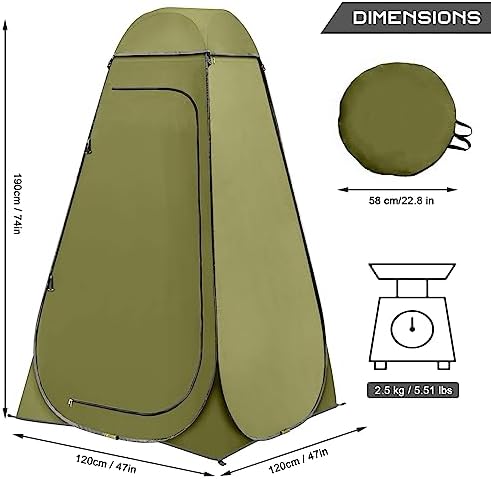 BRIAN & DANY Pop Up Shower Tent, Portable Privacy Camping Changing Tent, Camp Toilet Bathroom Pod with Rain Shelter & Windows, UPF 50+ & Waterproof, 47.2" x 47.2" x 74.8"