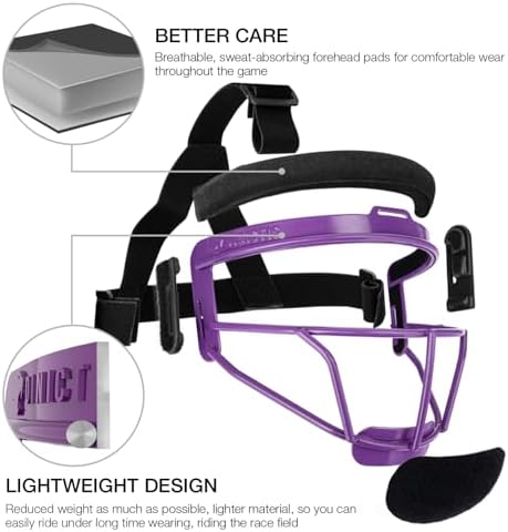 Dinictis Softball Face Mask, Lightweight, Comfortable, with Wide Field Vision, Durable and Safe Face Guards, Premium Protective Softball Fielder's Mask