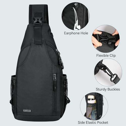Voova Crossbody Sling Backpack Sling Bag for Men Women, Travel Hiking Chest Bag Daypack, Small over the Shoulder Backpack