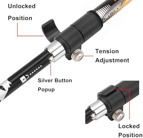 Aluminum Collapsible Ultralight Travel Trekking Hiking Pole for Men and Women