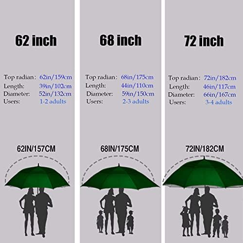 MRTLLOA 54/62/68/72 Inch Automatic Open Golf Umbrella, Extra Large Oversize Double Canopy Vented Windproof Waterproof Stick Umbrellas for Rain