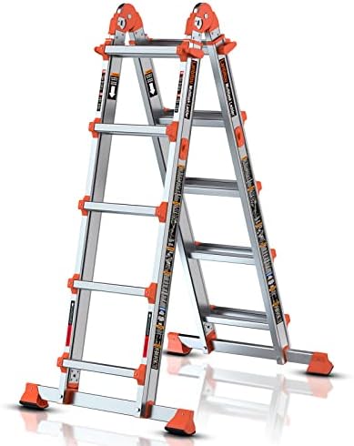Ladder, A Frame 5 Step Ladder Extension, 17 Ft Anti-Slip Multi Position Ladder, Storage Folding Ladder, 330 lbs Security Load Telescoping Aluminum Ladders for Stairs Home Indoor Outdoor Roof