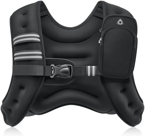 ZELUS Weighted Vest, 6lb/8lb/12lb/16lb/20lb/25lb/30lb Weight Vest with Reflective Stripe for Workout, Strength Training, Running, Fitness, Muscle Building, Weight Loss, Weightlifting