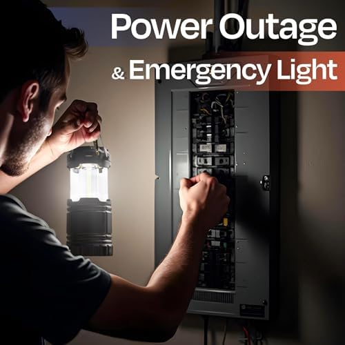 Rechargeable Camping Lanterns for Power Outages - Pack of 2 Waterproof LED Solar Lanterns for Camping Essentials, Hiking Gear, Battery Backup & Emergency Survival Kits