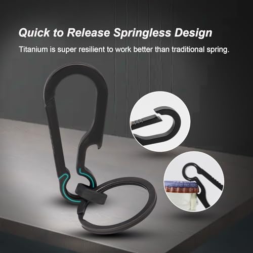 Titanium Carabiner Keychain Clip, Minimalist Keychain Key Clip EDC Quick Release Hooks