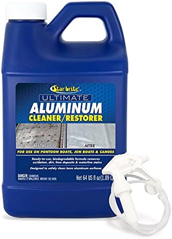 STAR BRITE Ultimate Aluminum Cleaner & Restorer - Aluminum Boat Cleaner - Perfect for Pontoon Boats, Jon Boats & Canoes 64 OZ With Sprayer (087764)