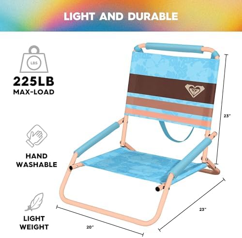 Roxy Low Beach Chair – Lightweight, Folding, and Portable Seating – Durable and Comfortable Chair for Beach Days, Camping Trips, Outdoor Concerts, Festivals, and Sporting Events