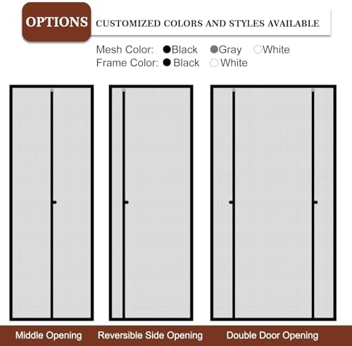 Yotache Custom Magnetic Screen Door, Upgraded Polyester Mesh Double Door Screen Curtain for Balcony, French, Sliding Glass Door