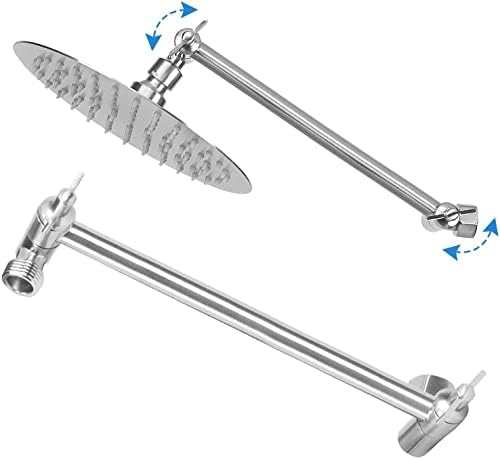 NearMoon Adjustable Shower Arm Universal Connection, Solid Brass Extension Arm, Adjust Angle to Upgrade Shower Experience, Easy to Install, Anti-leak (Brushed Nickel)