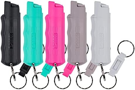SABRE Pepper Spray, Maximum Police Strength OC Spray, Quick Release Keychain for Easy Carry and Fast Access, Finger Grip for More Accurate and Faster Aim, 0.54 fl oz, Secure and Easy to Use Safety